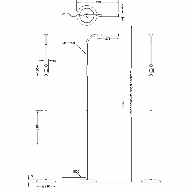 HLW LED Stijlvolle LED Vloerlamp Zwart met Stoffen Kap, 5W LED en Aanraakschakelaar HLW LED Stijlvolle LED Vloerlamp Zwart met Stoffen Kap, 5W LED en Aanraakschakelaar