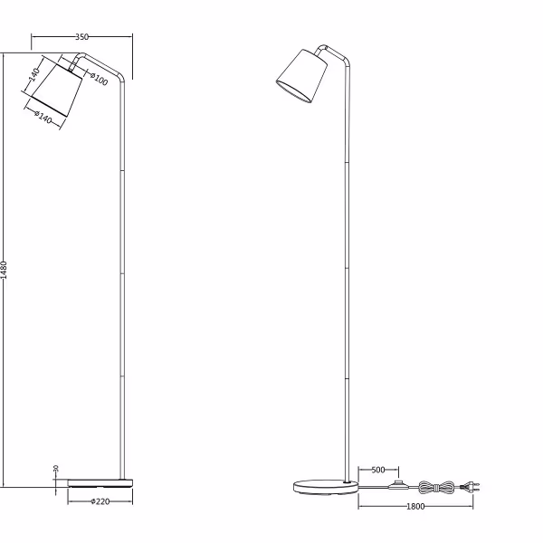 HLW LED Modern Adjustable LED Floor Lamp Matte Black - Metal Floor Lamp with E27 Fitting HLW LED Modern Adjustable LED Floor Lamp Matte Black - Metal Floor Lamp with E27 Fitting
