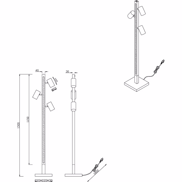 HLW LED LED Floor Lamp Trion Harley - 4-light Metal Floor Lamp, GU10, Warm White 2700K-3000K, IP20, Matte Black HLW LED LED Floor Lamp Trion Harley - 4-light Metal Floor Lamp, GU10, Warm White 2700K-3000K, IP20, Matte Black