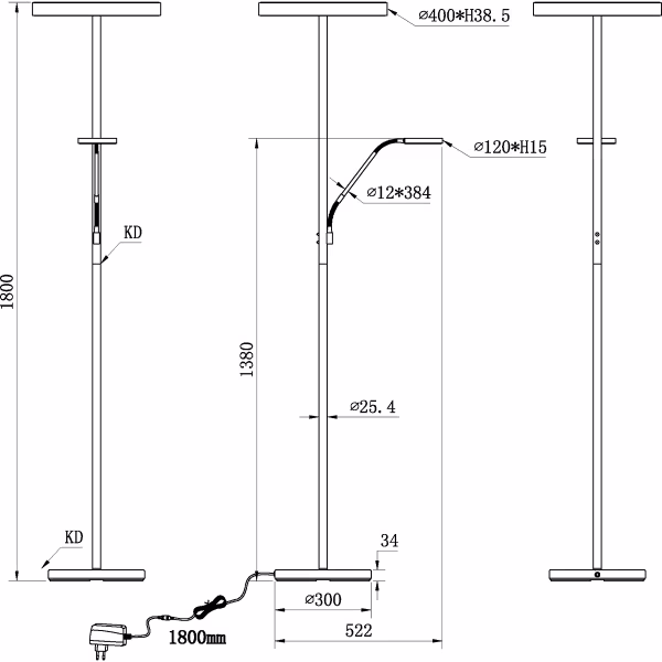 HLW LED LED Vloerlamp Metalen Zwarte Vloerlamp 5W Dimbaar Met Aanpasbare Kleur HLW LED LED Vloerlamp Metalen Zwarte Vloerlamp 5W Dimbaar Met Aanpasbare Kleur