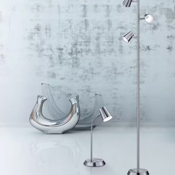 HLW LED Dimbare LED Vloerlamp Trion Narca - Warm Wit 2700K-3000K, Mat Nikkel, 3-lichts HLW LED Dimbare LED Vloerlamp Trion Narca - Warm Wit 2700K-3000K, Mat Nikkel, 3-lichts