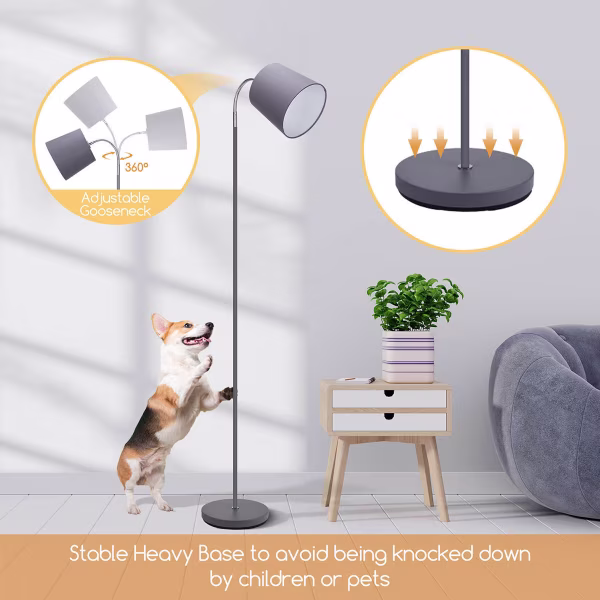 HLW LED LED Vloerlamp Aigi Rolo met E14 fitting - Mat Grijs Aluminium, Rond Lichtvenster HLW LED LED Vloerlamp Aigi Rolo met E14 fitting - Mat Grijs Aluminium, Rond Lichtvenster