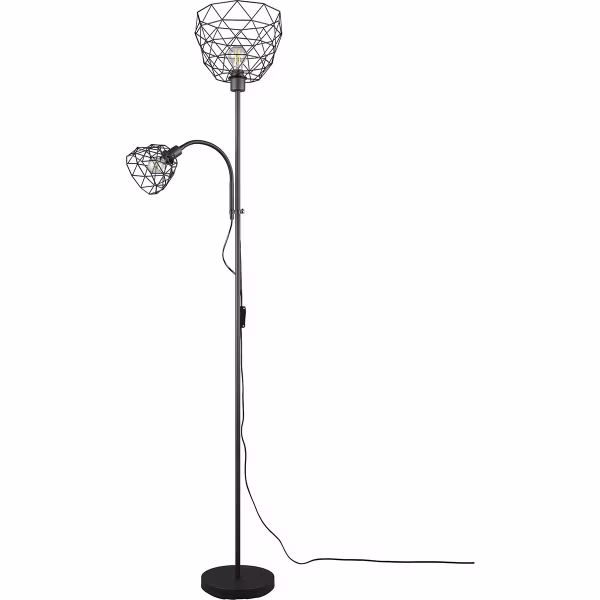HLW LED LED Vloerlamp Trion Hala - Zwarte Metalen Vloerlamp met Dubbele Lichtpunten HLW LED LED Vloerlamp Trion Hala - Zwarte Metalen Vloerlamp met Dubbele Lichtpunten