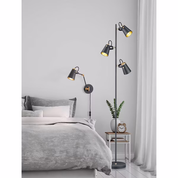 HLW LED LED Wandlamp Mat Zwart - Draaibare LED Vloerlamp met E14 Fitting en Aluminium HLW LED LED Wandlamp Mat Zwart - Draaibare LED Vloerlamp met E14 Fitting en Aluminium