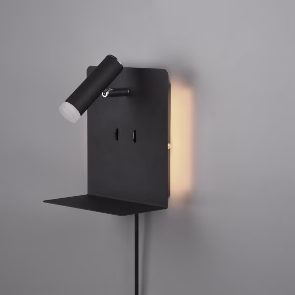 HLW LED LED Wandlamp 6W Warm Wit 2700K–3000K Mat Zwart met USB Oplaadfunctie HLW LED LED Wandlamp 6W Warm Wit 2700K–3000K Mat Zwart met USB Oplaadfunctie