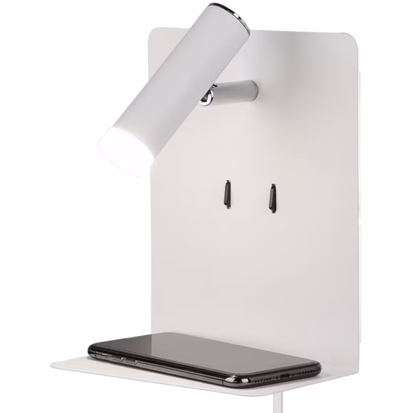 HLW LED LED Wandlamp Trion Elonant - 6W Warm Wit 3000K USB Oplaadfunctie - Mat Wit Aluminium HLW LED LED Wandlamp Trion Elonant - 6W Warm Wit 3000K USB Oplaadfunctie - Mat Wit Aluminium