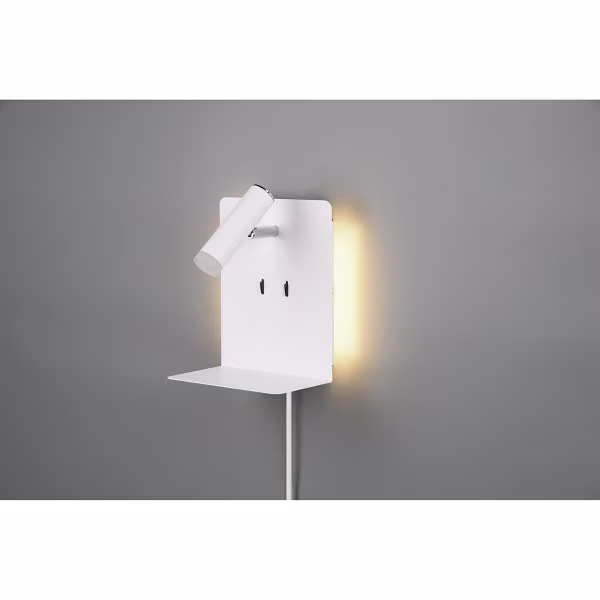 HLW LED LED Wandlamp Trion Elonant - 6W Warm Wit 3000K USB Oplaadfunctie - Mat Wit Aluminium HLW LED LED Wandlamp Trion Elonant - 6W Warm Wit 3000K USB Oplaadfunctie - Mat Wit Aluminium