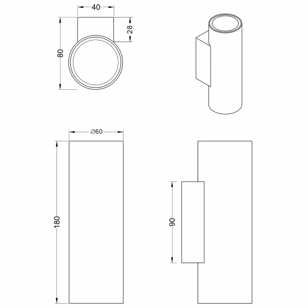 HLW LED LED Wandlamp Trion Mary - Mat Wit Aluminium met 2x GU10 Fitting - Up & Down Licht