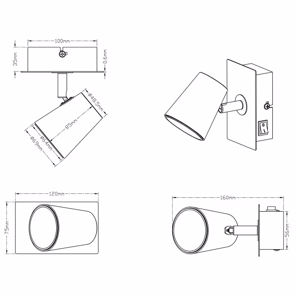 HLW LED LED Wandspot 6W Warm Wit 3000K - Mat Nikkel Aluminium | LED Spot & LED Vloerlamp HLW LED LED Wandspot 6W Warm Wit 3000K - Mat Nikkel Aluminium | LED Spot & LED Vloerlamp