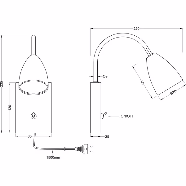 HLW LED LED Wandspot Mat Zwart met GU10 Fitting, Verstelbare Beam Angle & Aluminium