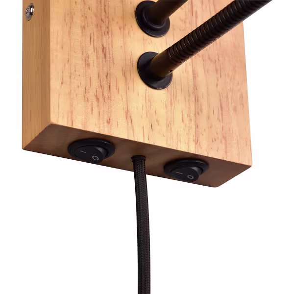 HLW LED LED Wall Lamp - Wooden Floor Lamp with 2 Light Points and Adjustable Beam Angle HLW LED LED Wall Lamp - Wooden Floor Lamp with 2 Light Points and Adjustable Beam Angle