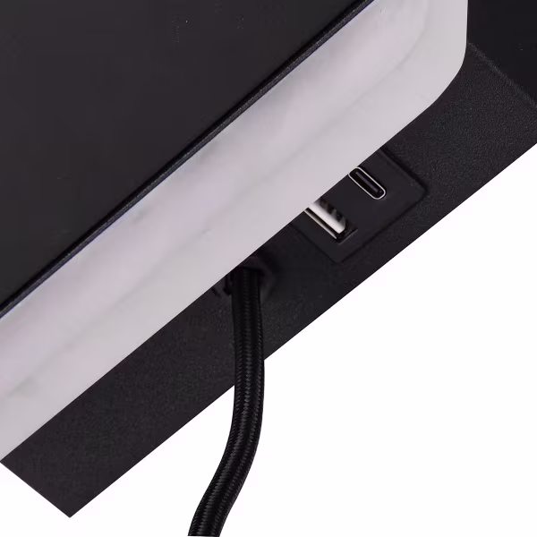 HLW LED LED Wall Lamp Dimmable in Matte Black with Warm White Light 2700K–3000K and Charging Station HLW LED LED Wall Lamp Dimmable in Matte Black with Warm White Light 2700K–3000K and Charging Station