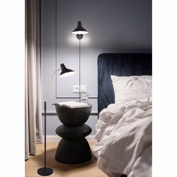 HLW LED LED Wandlamp Zwart/Goud - Metalen Vloerlamp & LED Vloerlamp IP20 Trion Fellar