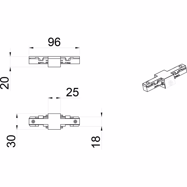 HLW LED Spanningsrail Isolator LED Lamp Connector - Rechte 2 Fase, Mat Titaan HLW LED Spanningsrail Isolator LED Lamp Connector - Rechte 2 Fase, Mat Titaan