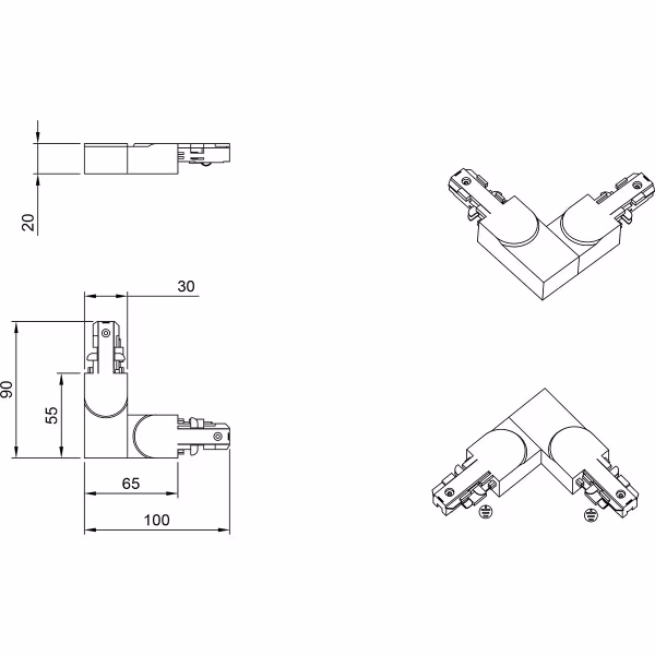 HLW LED Spanningsrail Doorverbinder Trion Dual - Mat Wit, 2 Fase, Aarde, Beam Angle Verstelbaar HLW LED Spanningsrail Doorverbinder Trion Dual - Mat Wit, 2 Fase, Aarde, Beam Angle Verstelbaar