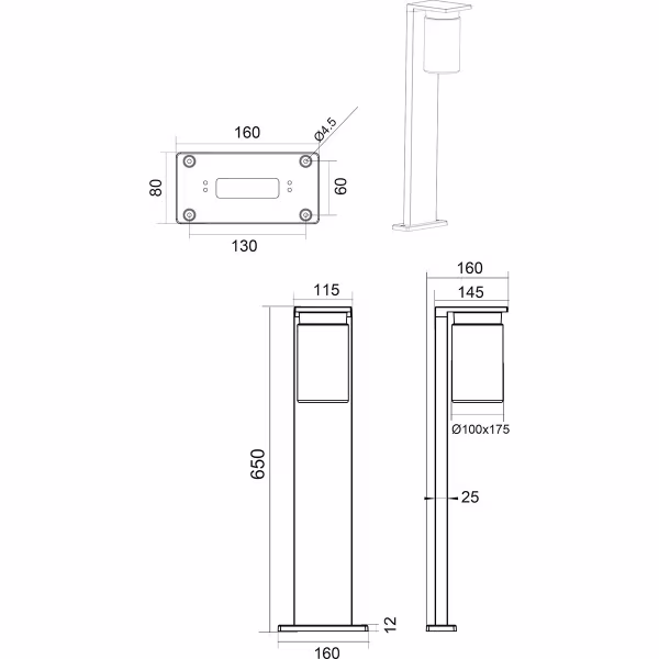 HLW LED LED Tuinverlichting met Dag en Nacht Sensor - Staande Buitenlamp - Trion Ardola - E27 Fitting - Spatwaterdicht IP44 - Rechthoek - Mat Zwart - Aluminium HLW LED LED Tuinverlichting met Dag en Nacht Sensor - Staande Buitenlamp - Trion Ardola - E27 Fitting - Spatwaterdicht IP44 - Rechthoek - Mat Zwart - Aluminium