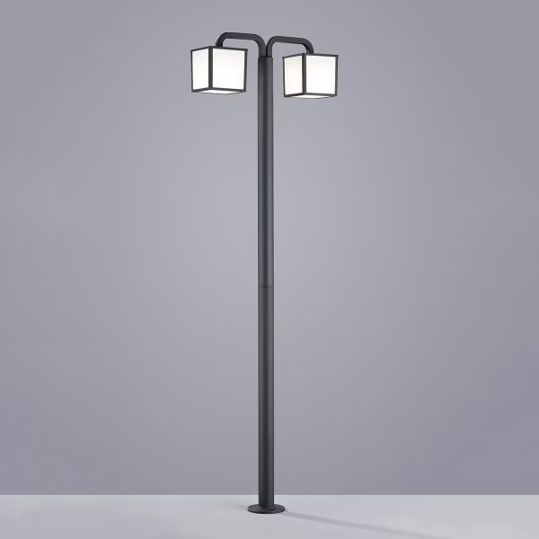 HLW LED LED Tuinverlichting - Staand Buitenlamp - Trion Cubirino - 10W - E27 Fitting - Warm Wit 3000K - 2-lichts - Waterdicht IP54 - Mat Antraciet - Aluminium | HLW LED LED Tuinverlichting - Staand Buitenlamp - Trion Cubirino - 10W - E27 Fitting - Warm Wit 3000K - 2-lichts - Waterdicht IP54 - Mat Antraciet - Aluminium |