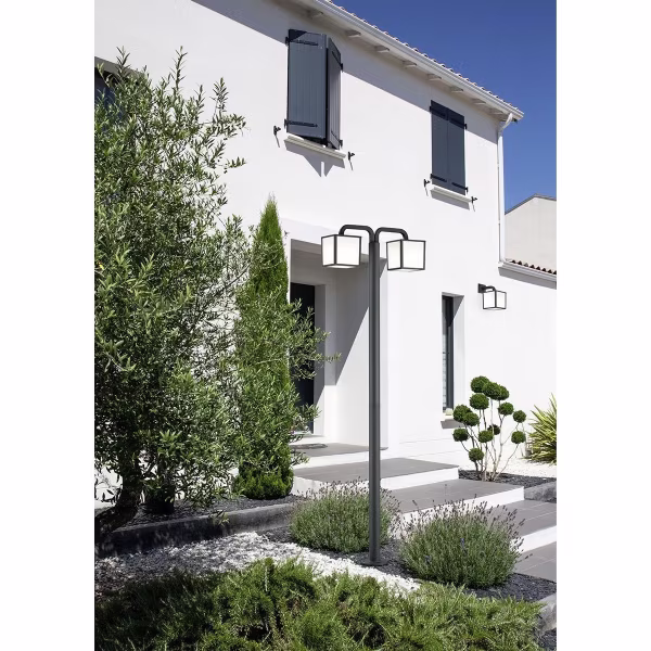 HLW LED LED Tuinverlichting - Staand Buitenlamp - Trion Cubirino - 10W - E27 Fitting - Warm Wit 3000K - 2-lichts - Waterdicht IP54 - Mat Antraciet - Aluminium | HLW LED LED Tuinverlichting - Staand Buitenlamp - Trion Cubirino - 10W - E27 Fitting - Warm Wit 3000K - 2-lichts - Waterdicht IP54 - Mat Antraciet - Aluminium |