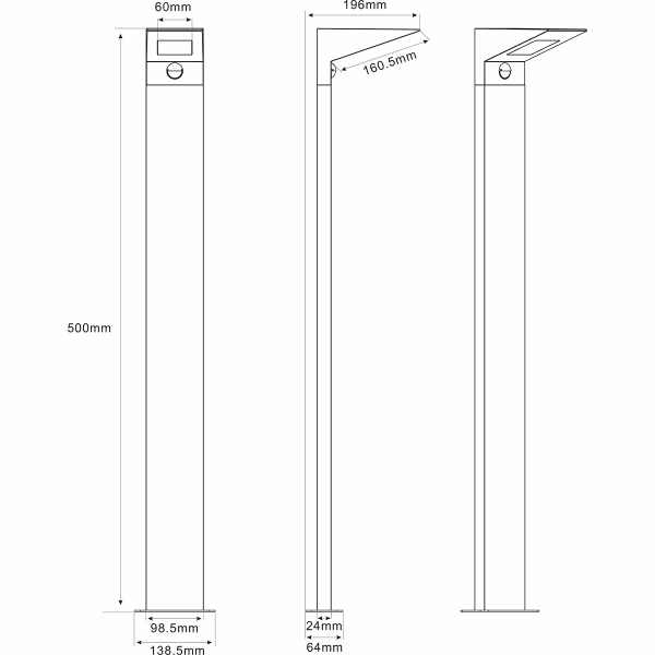 HLW LED LED Tuinverlichting met Bewegingssensor - Vloerlamp - Trion Nilsona - 8W - Warm Wit 3000K - Rechthoek - Mat Antraciet - Aluminium