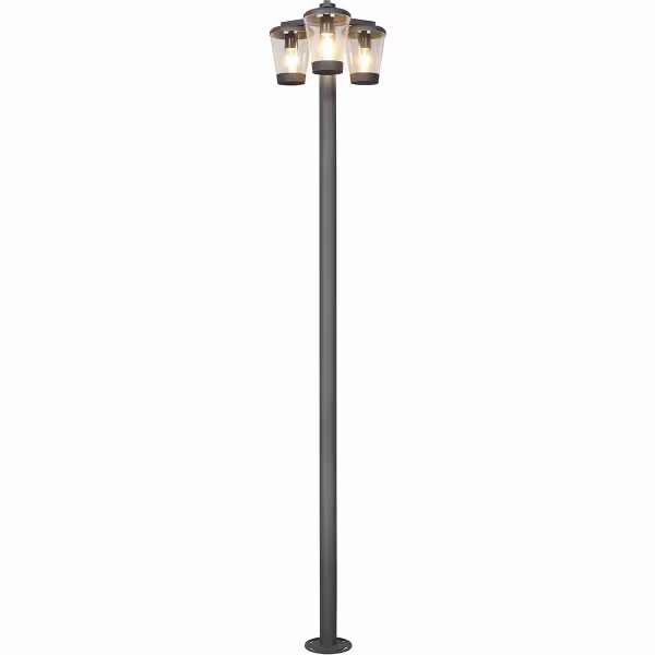 HLW LED LED Tuinverlichting - Staande Buitenlamp - Trion Civonu - E27 Fitting - 3-lichts - Spatwaterdicht IP44 - Rond - Mat Antraciet - Aluminium HLW LED LED Tuinverlichting - Staande Buitenlamp - Trion Civonu - E27 Fitting - 3-lichts - Spatwaterdicht IP44 - Rond - Mat Antraciet - Aluminium