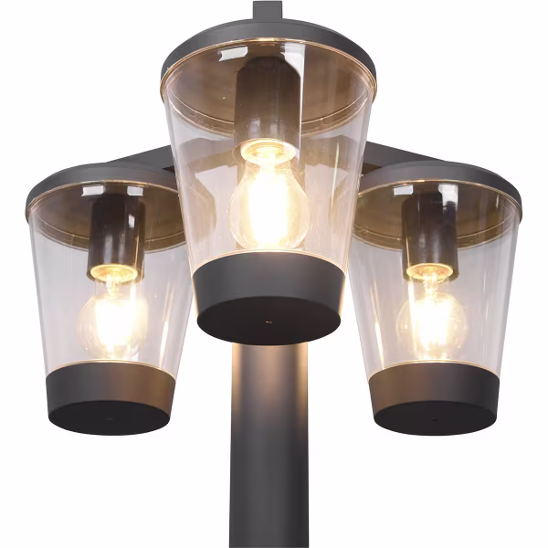 HLW LED LED Tuinverlichting - Staande Buitenlamp - Trion Civonu - E27 Fitting - 3-lichts - Spatwaterdicht IP44 - Rond - Mat Antraciet - Aluminium HLW LED LED Tuinverlichting - Staande Buitenlamp - Trion Civonu - E27 Fitting - 3-lichts - Spatwaterdicht IP44 - Rond - Mat Antraciet - Aluminium