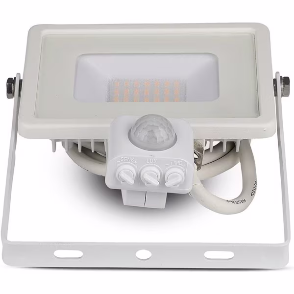 HLW LED LED Bouwlamp & Wandlamp met Sensor - Warm Wit 2700K–3000K, 20W, Mat Wit, IP65 HLW LED LED Bouwlamp & Wandlamp met Sensor - Warm Wit 2700K–3000K, 20W, Mat Wit, IP65