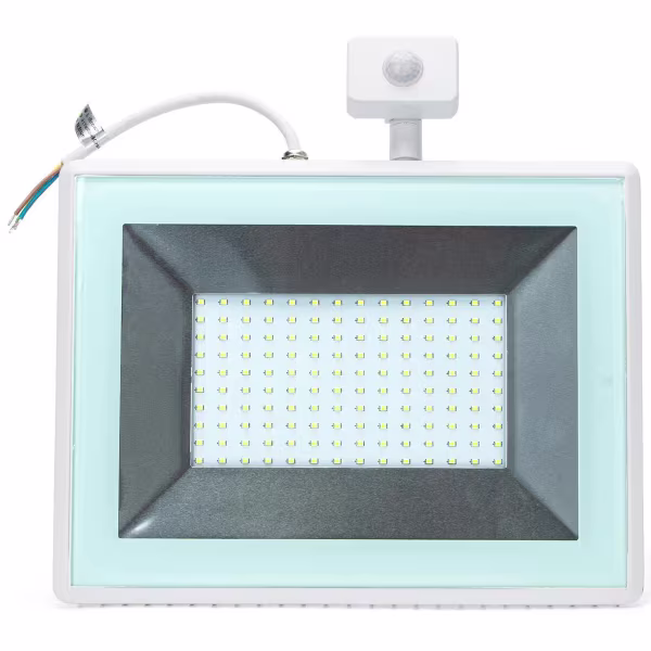 HLW LED LED Bouwlamp 100W met Sensor - Waterdicht IP65, Koud Wit 6400K & Mat Wit Aluminium HLW LED LED Bouwlamp 100W met Sensor - Waterdicht IP65, Koud Wit 6400K & Mat Wit Aluminium