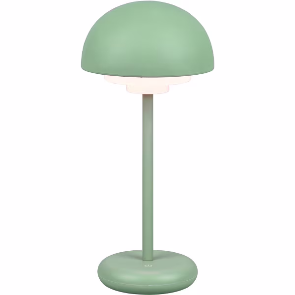 HLW LED LED Tafellamp met Oplaadbare Batterijen - Trion Berna - 2W - Warm Wit 3000K - Spatwaterdicht IP44 - Dimbaar - Rond - Mat Groen - Kunststof HLW LED LED Tafellamp met Oplaadbare Batterijen - Trion Berna - 2W - Warm Wit 3000K - Spatwaterdicht IP44 - Dimbaar - Rond - Mat Groen - Kunststof