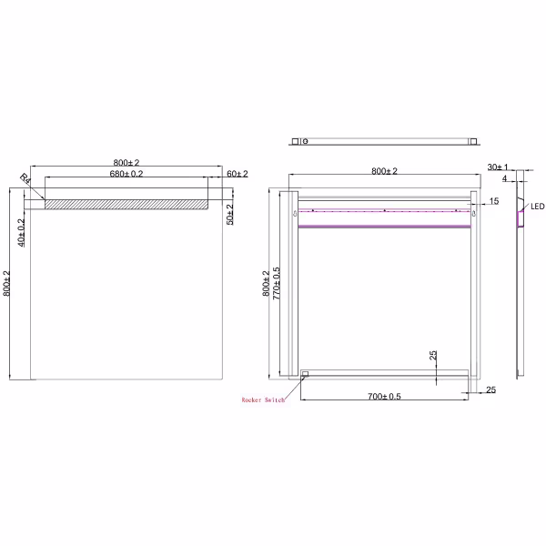 Wiesbaden LED Mirror 80x80cm | 15W | 6400K Daylight | Switch Wiesbaden LED Mirror 80x80cm | 15W | 6400K Daylight | Switch