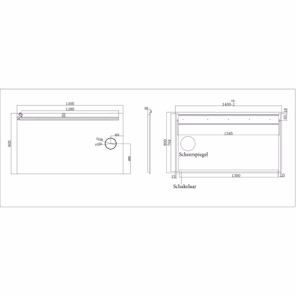 Wiesbaden LED Spiegel 140x80cm | 40W | Neutraal licht | Anti-condens Wiesbaden LED Spiegel 140x80cm | 40W | Neutraal licht | Anti-condens