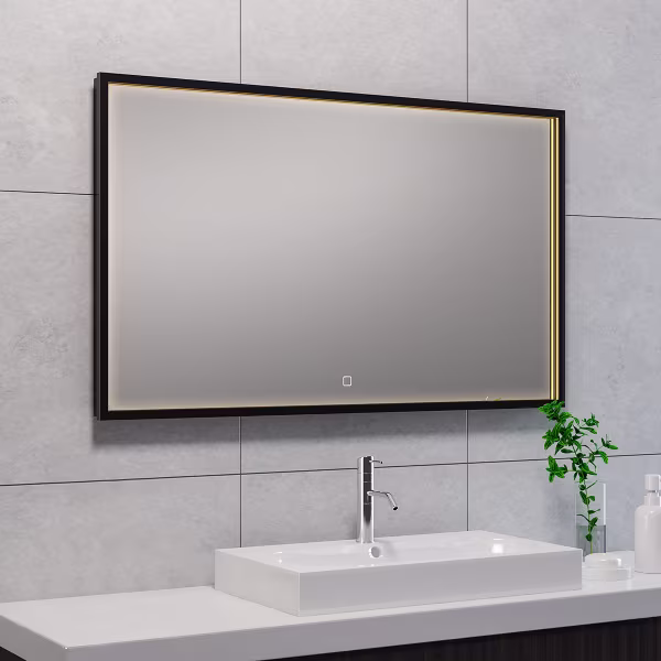 Wiesbaden LED Mirror 100x60cm 30W Matte Black | Dimmable Heated Touch Wiesbaden LED Mirror 100x60cm 30W Matte Black | Dimmable Heated Touch