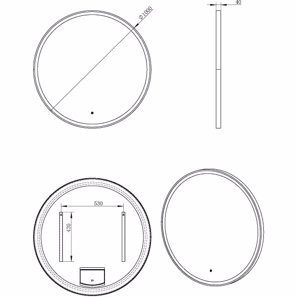 Xellanz LED Mirror 100cm | 36W | Dimmable | Matte Black | Round Xellanz LED Mirror 100cm | 36W | Dimmable | Matte Black | Round