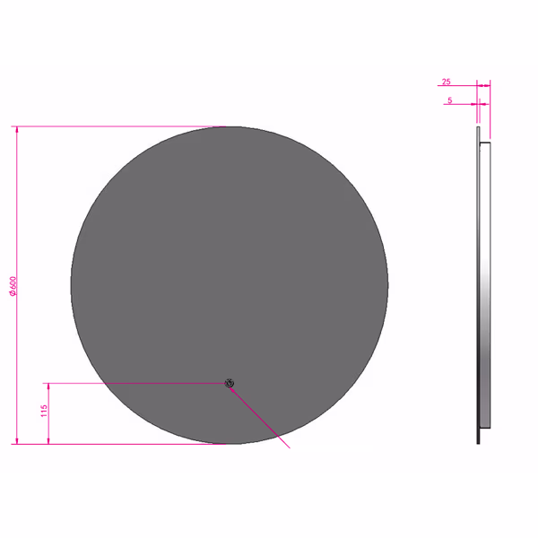 HLW LED LED Mirror 60cm | 18W | Black | Dimmable | Heating | Touch HLW LED LED Mirror 60cm | 18W | Black | Dimmable | Heating | Touch