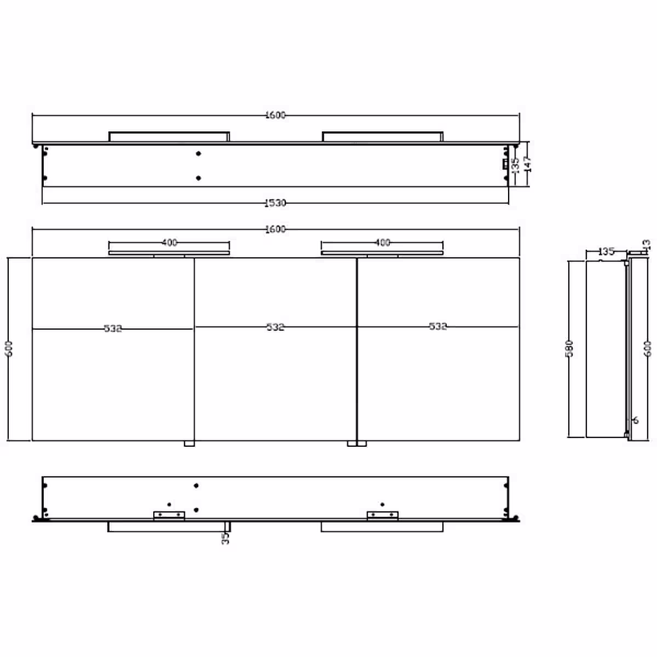 Xellanz LED Spiegelkast 160x60x14cm | 6W 6400K | Alu | Stopcontact Xellanz LED Spiegelkast 160x60x14cm | 6W 6400K | Alu | Stopcontact