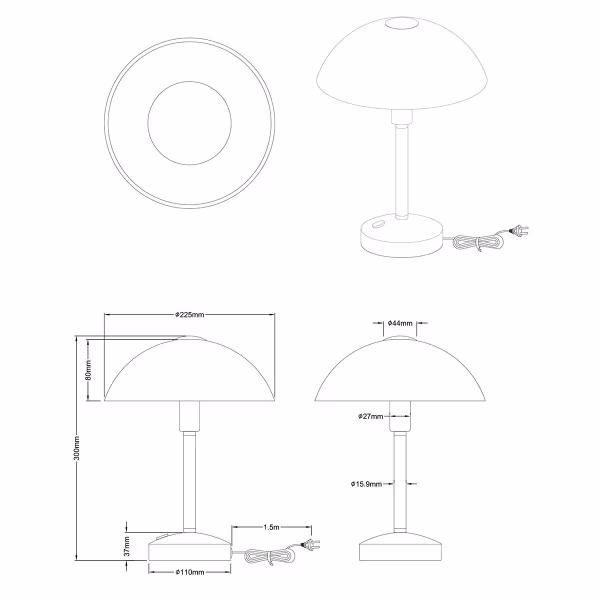 HLW LED LED Table Lamp - Trion Dontra - 4W - Warm White 3000K - Round - Matte Nickel - Aluminum HLW LED LED Table Lamp - Trion Dontra - 4W - Warm White 3000K - Round - Matte Nickel - Aluminum