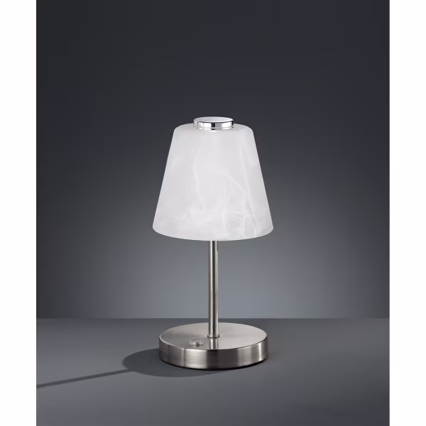 HLW LED LED Table Lamp - Trion Emminy - 2W - Warm White 3000K - Dimmable - Round - Matte Nickel - Aluminum