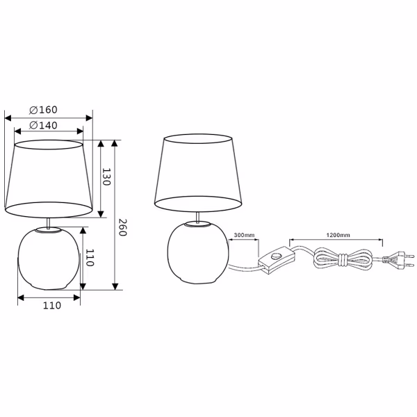 HLW LED LED Table Lamp - Trion Sofia - E14 Fitting - Round - Matte Gray - Ceramic HLW LED LED Table Lamp - Trion Sofia - E14 Fitting - Round - Matte Gray - Ceramic