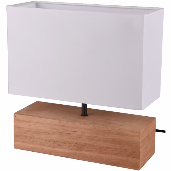 HLW LED LED Tafellamp - Tafelverlichting - Trion Wooden - E27 Fitting - Rechthoek - Mat Wit - Hout