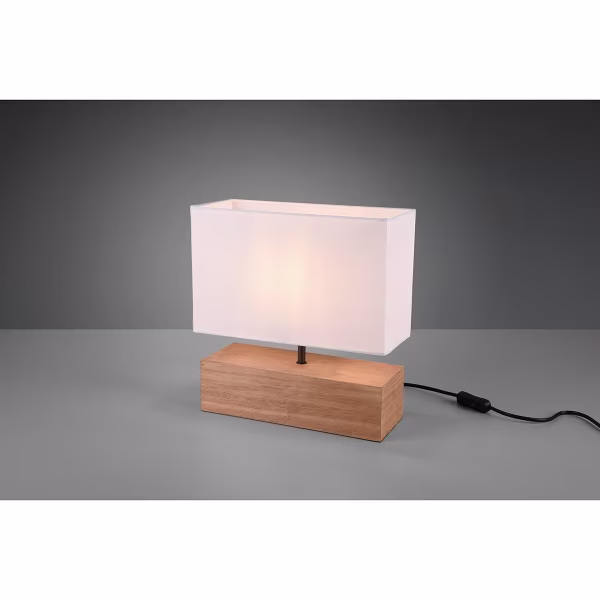 HLW LED LED Tafellamp - Tafelverlichting - Trion Wooden - E27 Fitting - Rechthoek - Mat Wit - Hout