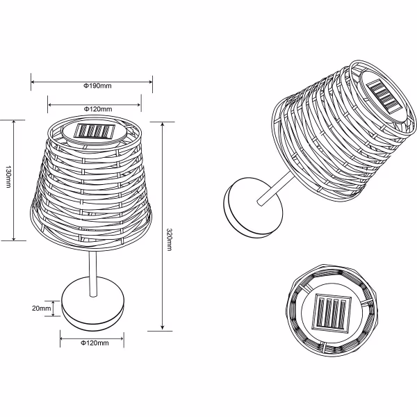 HLW LED Trion Roza LED Tafellamp - Rond, Mat Zwart, Warm Wit 3000K, Sensor, Spatwaterdicht IP44