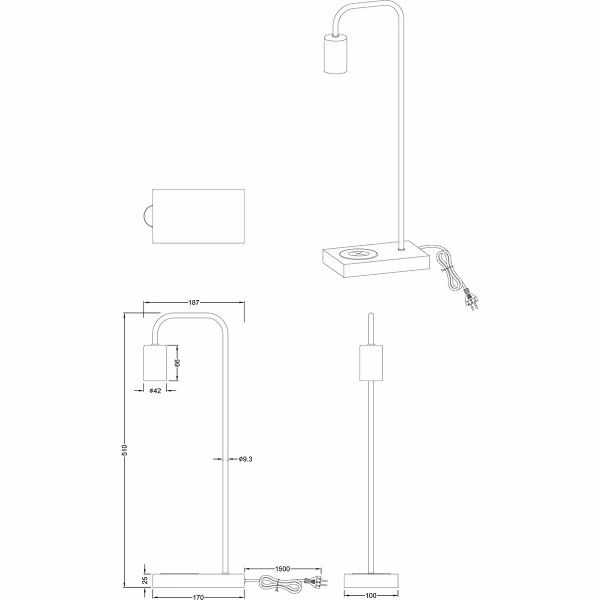 HLW LED LED Tafellamp - Tafelverlichting - Trion Milaya - E27 Fitting - Rechthoek - Mat Wit - Aluminium