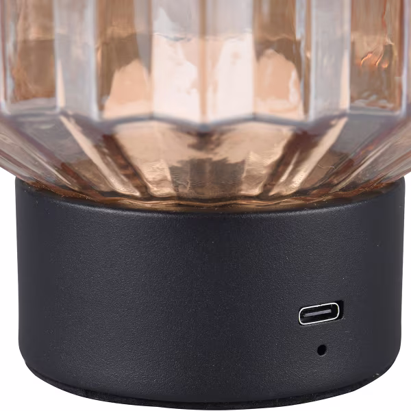 HLW LED LED Table Lamp - Trion Doli - 1.5W - Warm White 3000K - Rechargeable batteries - Matte Black - Metal - Amber Glass HLW LED LED Table Lamp - Trion Doli - 1.5W - Warm White 3000K - Rechargeable batteries - Matte Black - Metal - Amber Glass