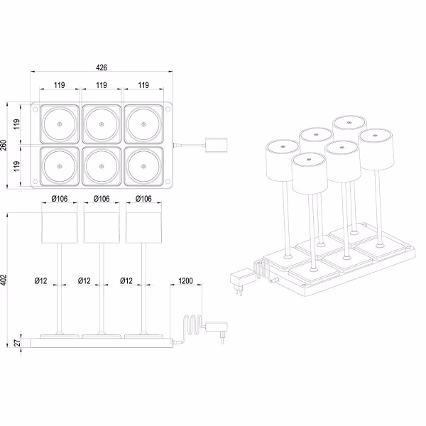 HLW LED LED Tafellamp - Trion Andez - 1.5W - 6 Lichtpunten - Aanpasbare kleur - Oplaadbare batterijen - Mat Wit - Kunststof HLW LED LED Tafellamp - Trion Andez - 1.5W - 6 Lichtpunten - Aanpasbare kleur - Oplaadbare batterijen - Mat Wit - Kunststof