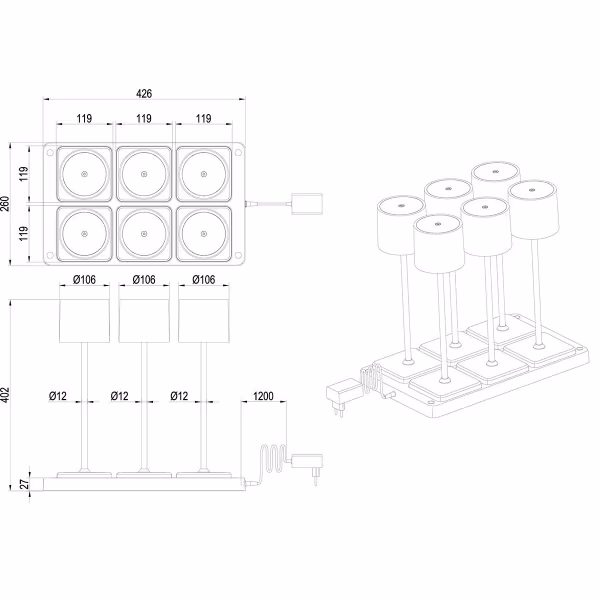 HLW LED LED Tafellamp - Trion Andez - 1.5W - 6 Lichtpunten - Aanpasbare kleur - Oplaadbare batterijen - Mat Zwart - Kunststof HLW LED LED Tafellamp - Trion Andez - 1.5W - 6 Lichtpunten - Aanpasbare kleur - Oplaadbare batterijen - Mat Zwart - Kunststof