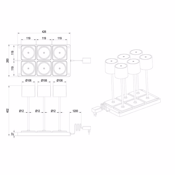 HLW LED LED Tafellamp - Trion Andez - 1.5W - 6 Lichtpunten - Aanpasbare kleur - Oplaadbare batterijen - Grijs - Kunststof HLW LED LED Tafellamp - Trion Andez - 1.5W - 6 Lichtpunten - Aanpasbare kleur - Oplaadbare batterijen - Grijs - Kunststof