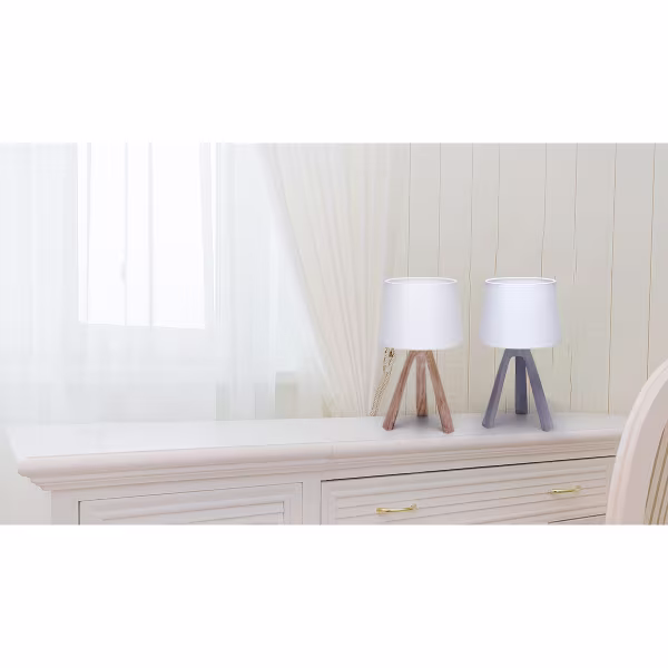 HLW LED Stylish LED Table Lamp - Matte Brown Plastic - E14 Fitting - Fabric Shade & Round HLW LED Stylish LED Table Lamp - Matte Brown Plastic - E14 Fitting - Fabric Shade & Round