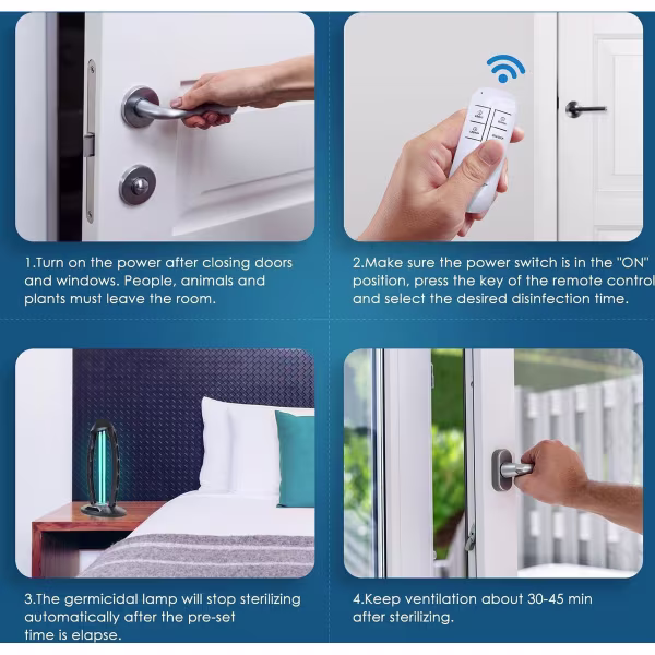 HLW LED UV-C Tafellamp - Zwarte met 360º Straling, Timer & Afstandsbediening HLW LED UV-C Tafellamp - Zwarte met 360º Straling, Timer & Afstandsbediening