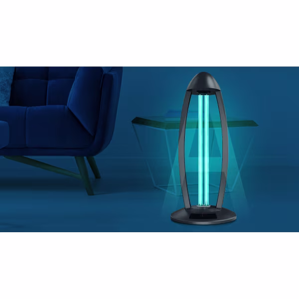 HLW LED UV-C Tafellamp - Zwarte met 360º Straling, Timer & Afstandsbediening HLW LED UV-C Tafellamp - Zwarte met 360º Straling, Timer & Afstandsbediening