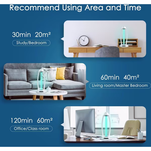 HLW LED UV-C LED Tafellamp 38W met Timer en Afstandsbediening - Witte 360º Desinfectie HLW LED UV-C LED Tafellamp 38W met Timer en Afstandsbediening - Witte 360º Desinfectie