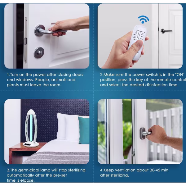 HLW LED UV-C LED Tafellamp 38W met Timer en Afstandsbediening - Witte 360º Desinfectie HLW LED UV-C LED Tafellamp 38W met Timer en Afstandsbediening - Witte 360º Desinfectie